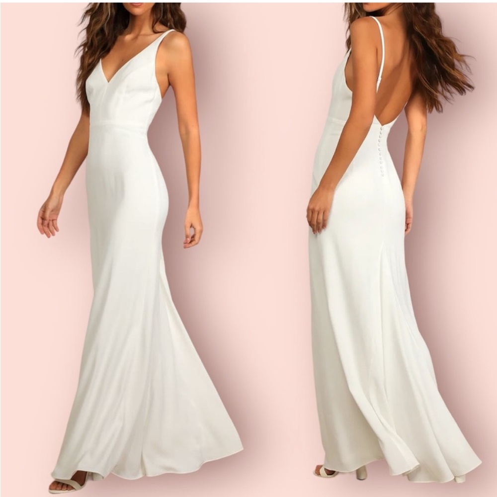 Lulu's White Backless Maxi Dress